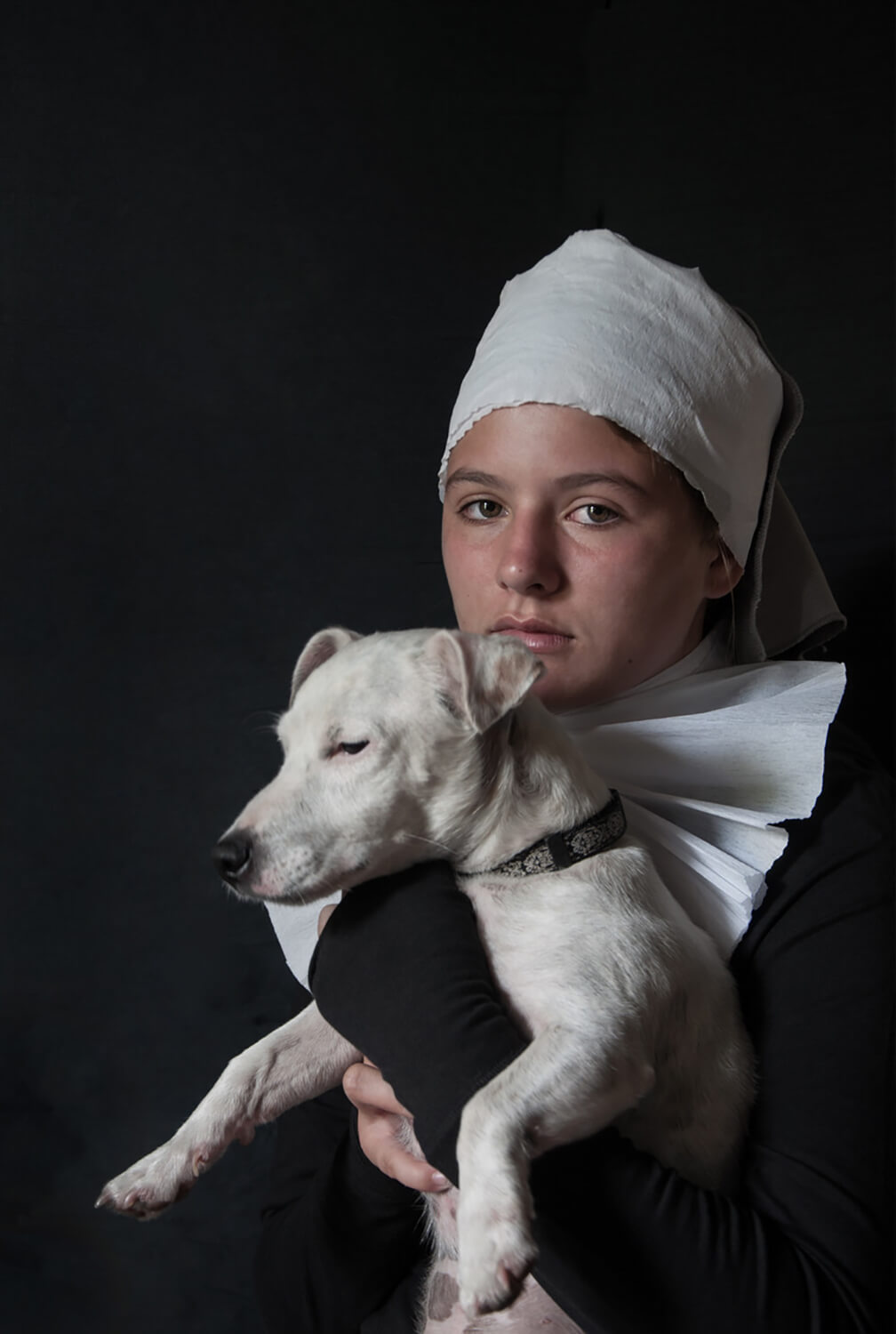 The girl with the white dog